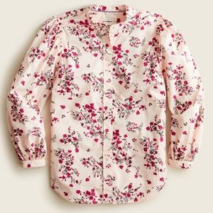 J. Crew NWOT❗️Classic-fit collarless puff sleeve shirt in budding floral BB236